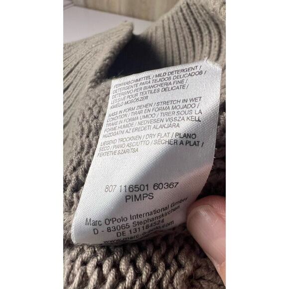 Marco Polo Womens Beige 100% Organic Cotton Small Button Up‎ Mock Neck Sweater - Picture 8 of 9